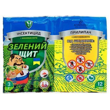 Зелений щит від шкідників (цибулинноі, морквяноі, капустяноі мухи) + Прилипач 3г+10мл 5173 фото